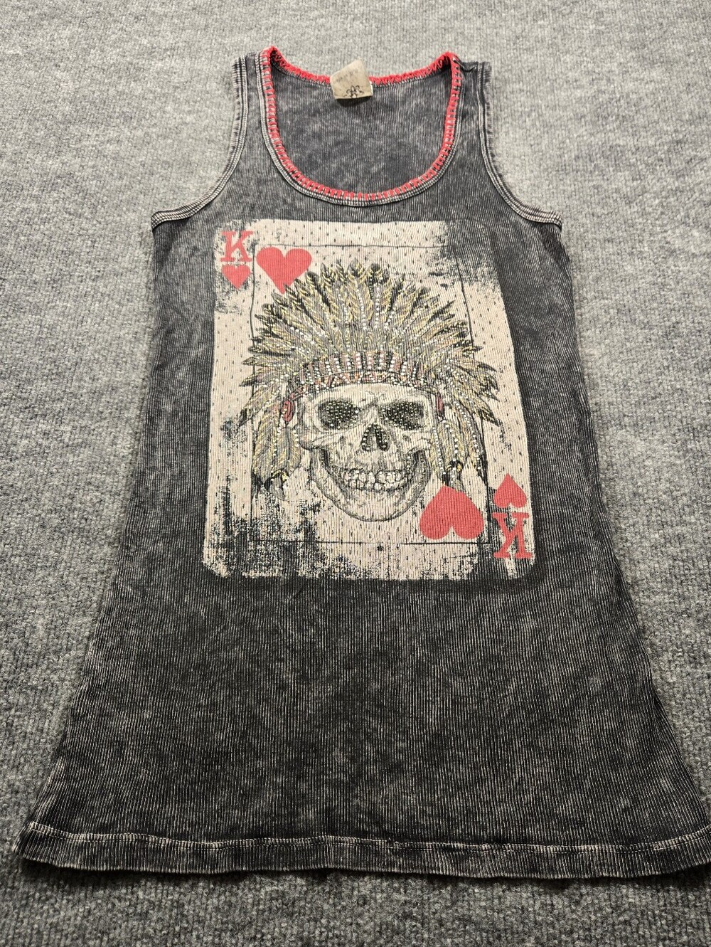 Vocal Apparel Women's King of Hearts Skull Tank Top - Picture 2 of 7
